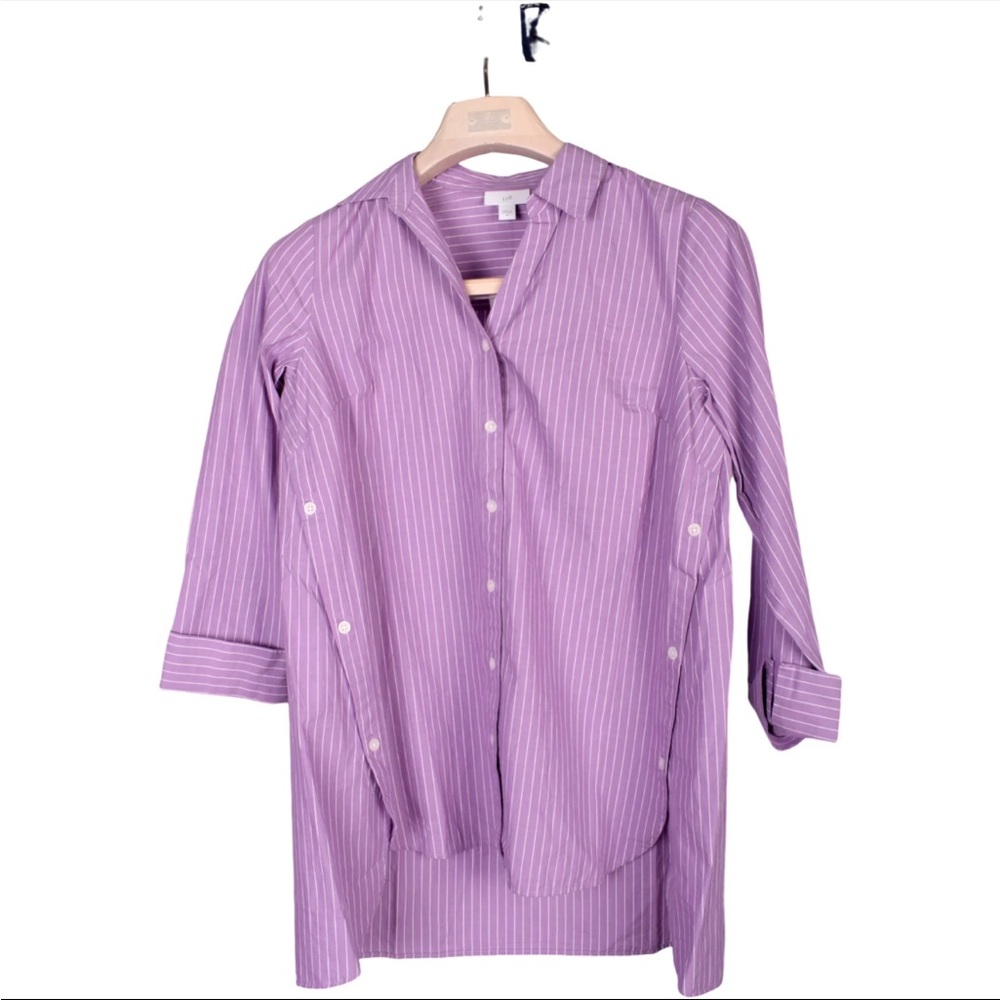 J. Jill Women's Side-Button Stepped-Hem Tunic Shirt Wisteria small